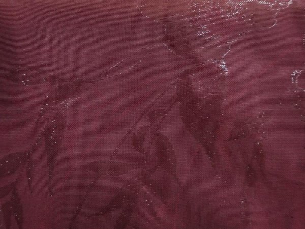 Photo4: 6113T04z220 Vintage Japanese Kimono Silk See through HAORI Leaf Purple-Brown (4)