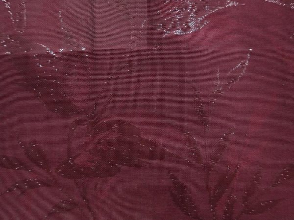 Photo5: 6113T04z220 Vintage Japanese Kimono Silk See through HAORI Leaf Purple-Brown (5)