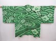Photo1: 6113T05z620 Vintage Japanese Kimono Silk SHIBORI HAORI Flowers Green (1)
