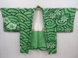 Photo6: 6113T05z620 Vintage Japanese Kimono Silk SHIBORI HAORI Flowers Green (6)