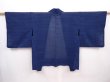 Photo1: 6113T06z410 Vintage Japanese Kimono Silk See through HAORI  Dark blue (1)