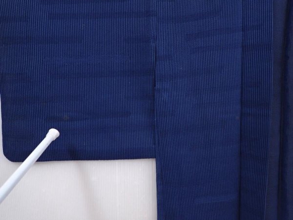 Photo8: 6113T06z410 Vintage Japanese Kimono Silk See through HAORI  Dark blue (8)
