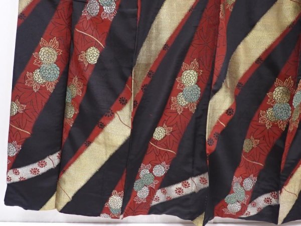 Photo4: 6113T07z890 Antique Japanese Kimono Silk KOMON Bamboo Black (4)