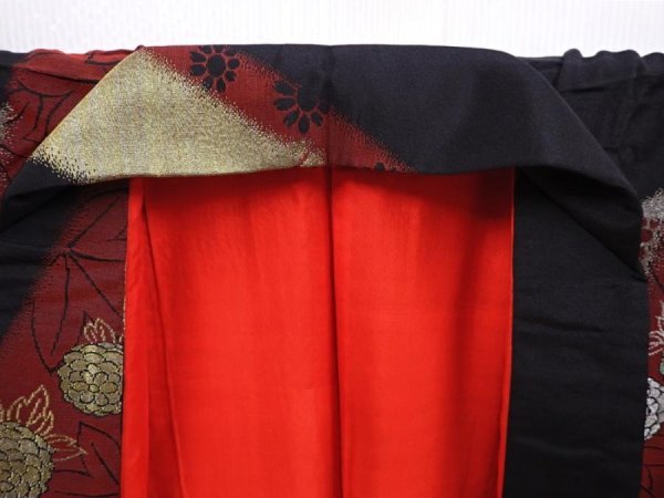 Photo7: 6113T07z890 Antique Japanese Kimono Silk KOMON Bamboo Black (7)