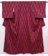 Photo1: 6113T08z910 Vintage Japanese Kimono Silk KOMON Yagasuri Dark red (1)