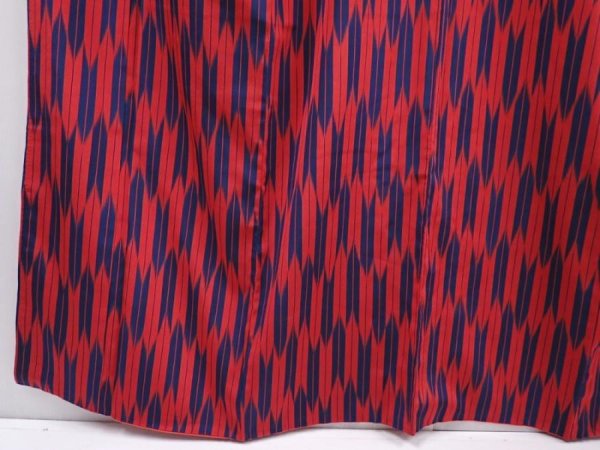 Photo4: 6113T08z910 Vintage Japanese Kimono Silk KOMON Yagasuri Dark red (4)