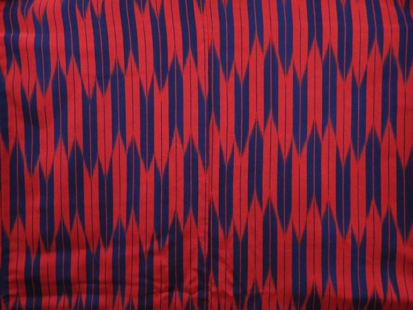 Photo5: 6113T08z910 Vintage Japanese Kimono Silk KOMON Yagasuri Dark red (5)