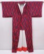 Photo8: 6113T08z910 Vintage Japanese Kimono Silk KOMON Yagasuri Dark red (8)