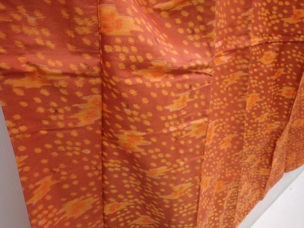 Photo3: 6113T09z640 Vintage Japanese Kimono Silk MEISEN KOMON  Orange-Brown (3)