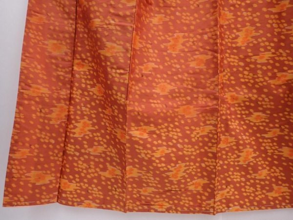 Photo4: 6113T09z640 Vintage Japanese Kimono Silk MEISEN KOMON  Orange-Brown (4)