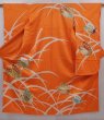 Photo1: 6113T11z920 Vintage Japanese Kimono Silk FURISODE Butterfly Dark orange (1)
