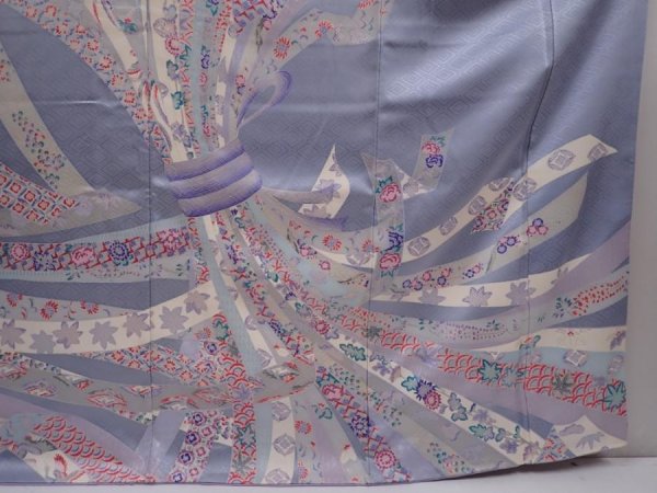 Photo7: 6113T12z1120 Vintage Japanese Kimono Silk FURISODE Lavender gray (7)