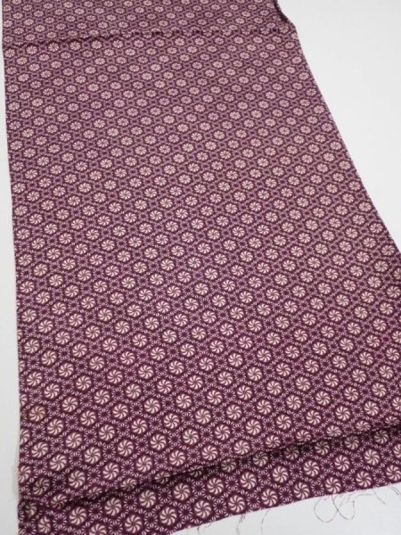 Photo2: 3i01z50  Japanese Kimono Silk  FABRIC Flower Grape 39.8x14.6 (2)