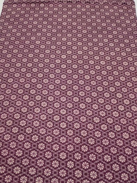 Photo1: 3i02z50  Japanese Kimono Silk  FABRIC Flower Grape 39.8x14.4 (1)