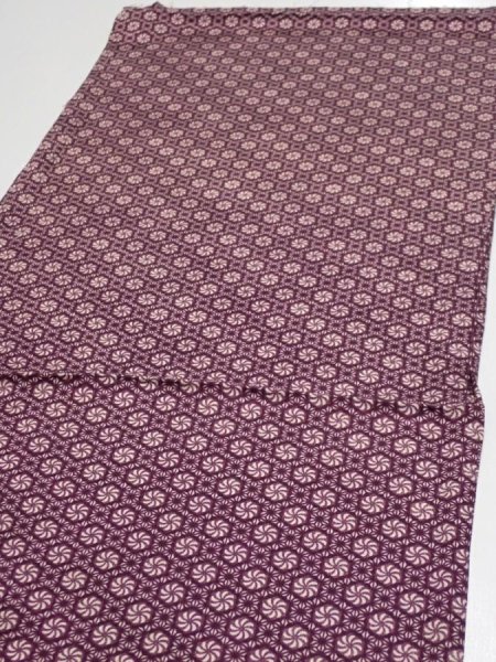 Photo3: 3i02z50  Japanese Kimono Silk  FABRIC Flower Grape 39.8x14.4 (3)