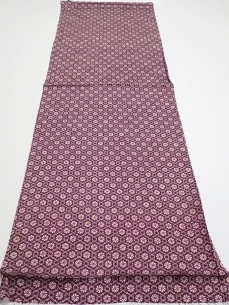 Photo5: 3i02z50  Japanese Kimono Silk  FABRIC Flower Grape 39.8x14.4 (5)