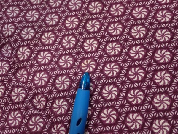 Photo6: 3i03z80  Japanese Kimono Silk  FABRIC Flower Grape 65.4x14.4 (6)