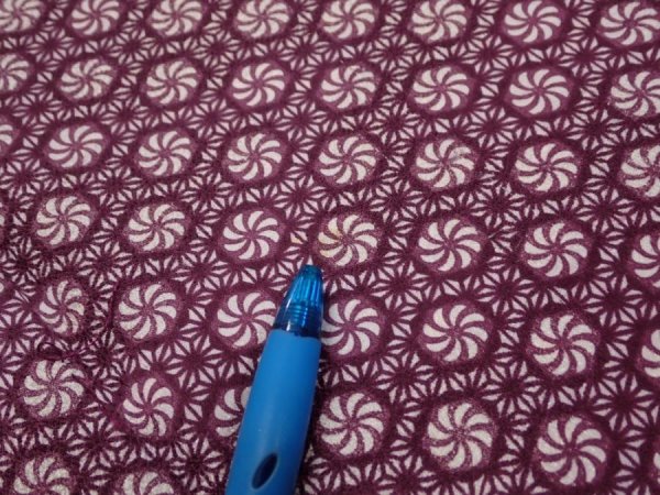 Photo7: 3i03z80  Japanese Kimono Silk  FABRIC Flower Grape 65.4x14.4 (7)