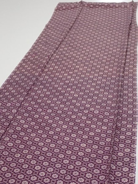 Photo3: 3i04z80  Japanese Kimono Silk  FABRIC Flower Grape 65.0x14.4 (3)