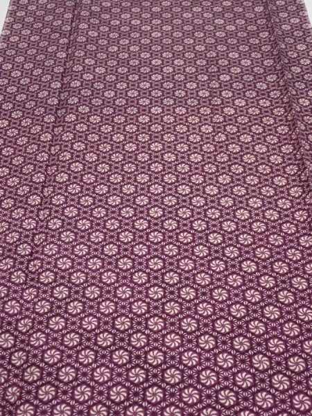 Photo1: 3i06z80  Japanese Kimono Silk  FABRIC Flower Grape 64.6x14.6 (1)