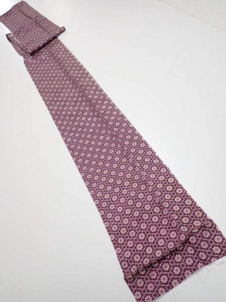 Photo1: 3i09z50  Japanese Kimono Silk  FABRIC Flower Grape 80.3x7.1 (1)