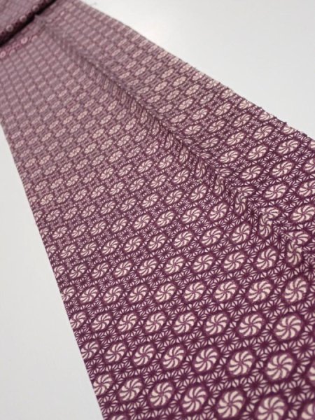 Photo2: 3i09z50  Japanese Kimono Silk  FABRIC Flower Grape 80.3x7.1 (2)