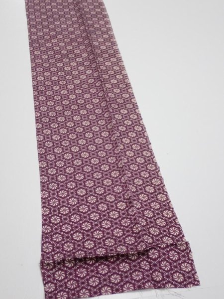 Photo4: 3i09z50  Japanese Kimono Silk  FABRIC Flower Grape 80.3x7.1 (4)