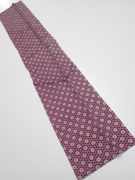 Photo1: 3i10z30  Japanese Kimono Silk  FABRIC Flower Grape 38.6x7.1 (1)