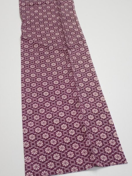 Photo4: 3i10z30  Japanese Kimono Silk  FABRIC Flower Grape 38.6x7.1 (4)