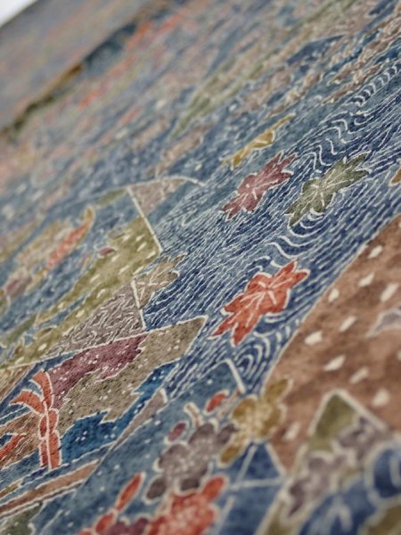 Photo4: 3i02z60  Japanese Kimono Silk  FABRIC Heian noble Navy 40.9x14.6 (4)