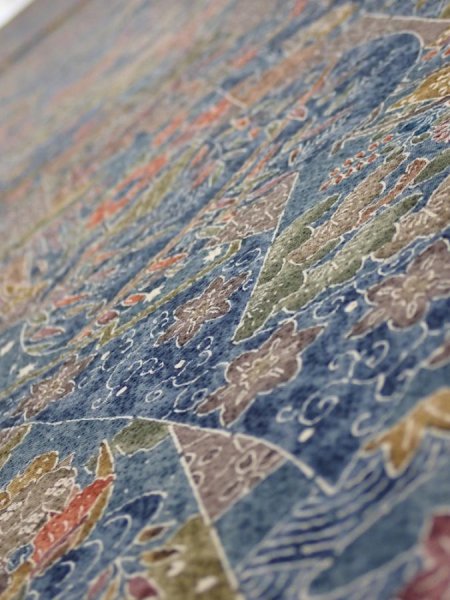 Photo4: 3i03z90  Japanese Kimono Silk  FABRIC Heian noble Navy 65.4x14.6 (4)