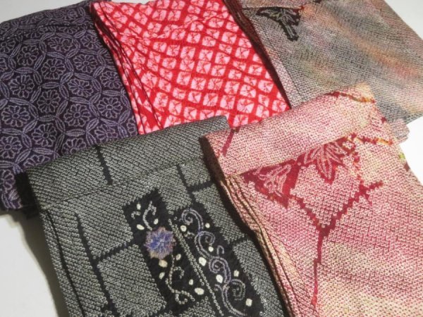 Photo5: 1SH01z97  Japanese Kimono Silk SHIBORI HAORI 20pcs FREE SHIPPING (5)