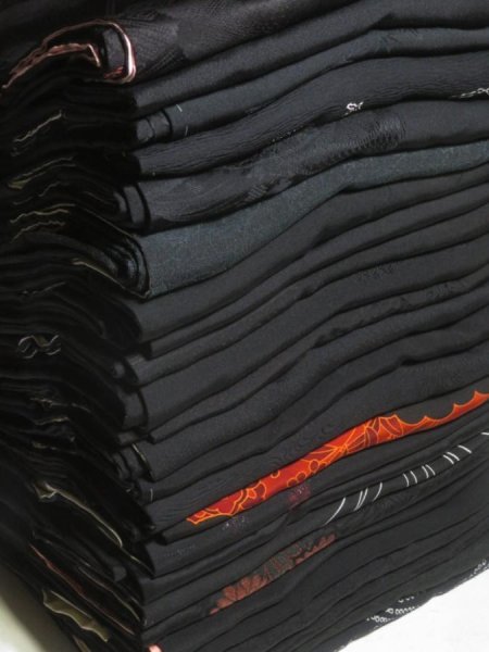 Photo1: 1HG2z14  Japanese Kimono Silk BLACK HAORI 25pcs FREE SHIPPING (1)