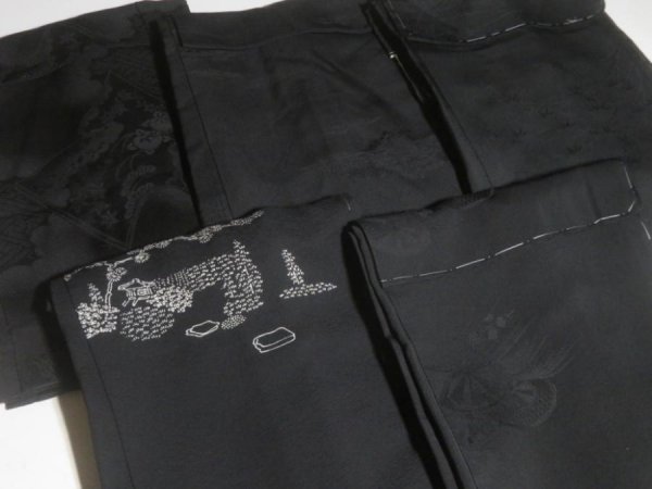 Photo2: 1HG2z14  Japanese Kimono Silk BLACK HAORI 25pcs FREE SHIPPING (2)