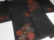 Photo7: 1HG2z14  Japanese Kimono Silk BLACK HAORI 25pcs FREE SHIPPING (7)