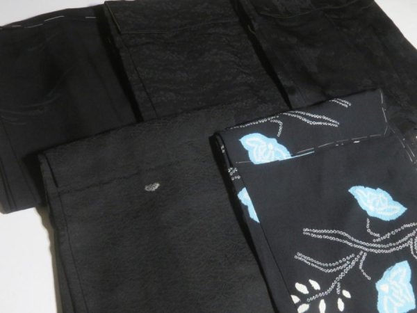 Photo9: 1HG2z14  Japanese Kimono Silk BLACK HAORI 25pcs FREE SHIPPING (9)