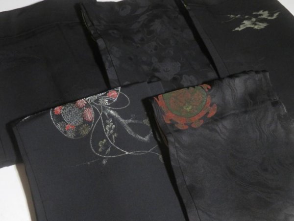 Photo2: 1HG3z14  Japanese Kimono Silk BLACK HAORI 25pcs FREE SHIPPING (2)