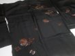 Photo4: 1HG3z14  Japanese Kimono Silk BLACK HAORI 25pcs FREE SHIPPING (4)