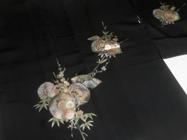 Photo5: 1HG3z14  Japanese Kimono Silk BLACK HAORI 25pcs FREE SHIPPING (5)