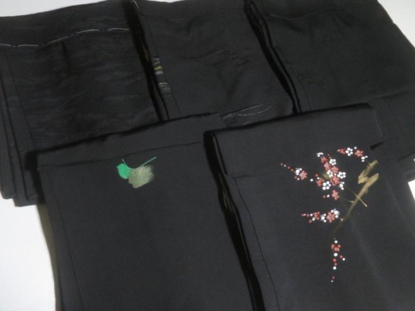 Photo8: 1HG3z14  Japanese Kimono Silk BLACK HAORI 25pcs FREE SHIPPING (8)