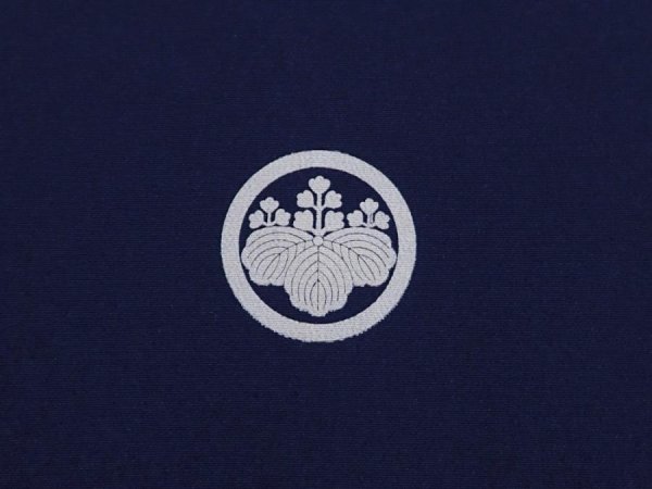 Photo5: 6114T01z400 Vintage Japanese Kimono Synthetic Boy's HAORI Kabuto Navy (5)