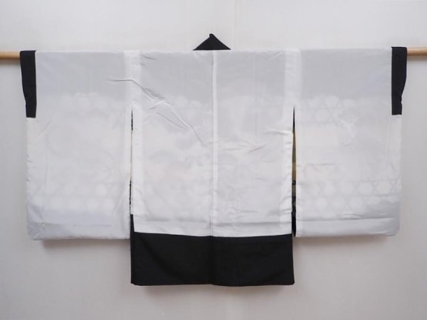 Photo7: 6114T02z350 Vintage Japanese Kimono Synthetic Boy's HAORI Hawk Black (7)