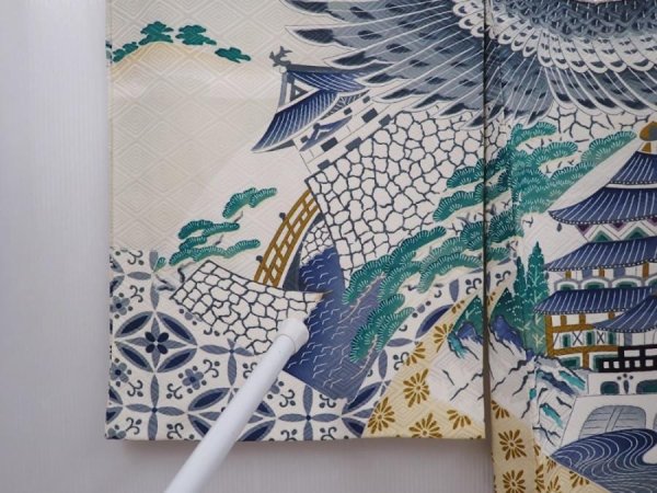 Photo6: 6114T04z330 Vintage Japanese Kimono Silk Boy's  Hawk Navy (6)