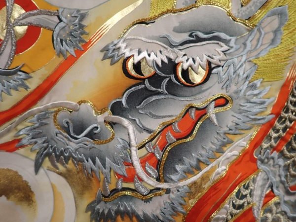 Photo4: 6114T05z300 Vintage Japanese Kimono Silk Boy's  Dragon Black (4)