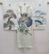 Photo1: 6114T08z410 Vintage Japanese Kimono Silk Boy's  Kabuto Soft green (1)
