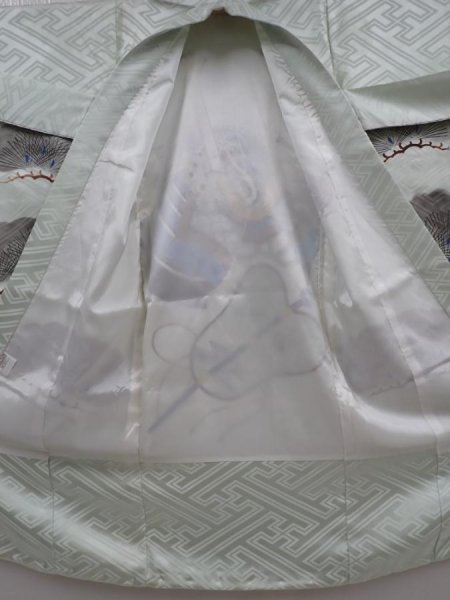 Photo8: 6114T08z410 Vintage Japanese Kimono Silk Boy's  Kabuto Soft green (8)