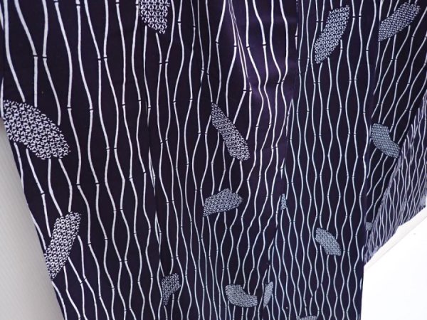 Photo3: 6114T11z470 Vintage Japanese Kimono Cotton YUKATA  Indigo (3)