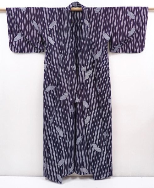 Photo8: 6114T11z470 Vintage Japanese Kimono Cotton YUKATA  Indigo (8)