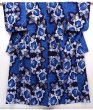 Photo1: 6114T12z450 Vintage Japanese Kimono Cotton YUKATA Flower Indigo (1)