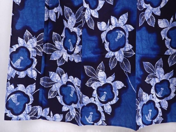 Photo4: 6114T12z450 Vintage Japanese Kimono Cotton YUKATA Flower Indigo (4)
